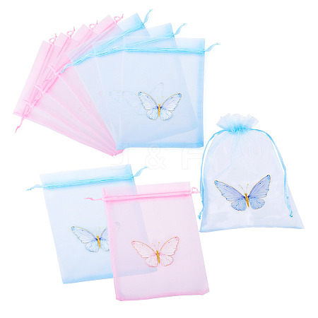 20Pcs 2 Colors Organza Drawstring Bags OP-TA0001-10-1