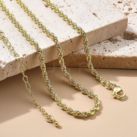 3mm Brass Rope Chain Necklaces for Men Women NJEW-G160-10G-1