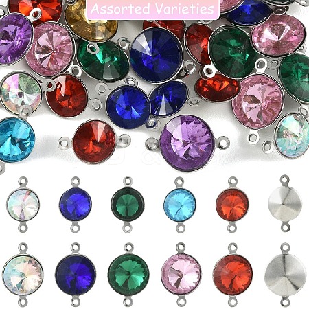30Pcs 2 Styles Glass Cone Connector Charms STAS-YW0011-23-1