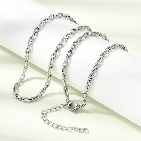 3MM 304 Stainless Steel Twisted Oval Link Chain Necklaces for Man and Women SA-CBAB767-18A-P-1