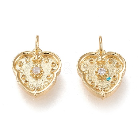 Brass Micro Pave Clear Cubic Zirconia Charms ZIRC-K086-08G-1