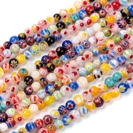 Handmade Millefiori Glass Beads Strands X-LK12-1
