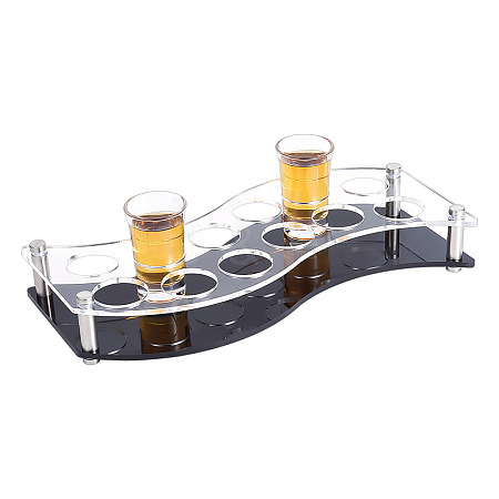 12 Holes S Shaped Transparent Acrylic Wine Glass Organizer Holder with Black Base ODIS-WH0019-13-1