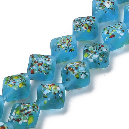 Frosted Handmade Lampwork Beads Strands LAMP-A010-01D-1