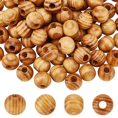 Olycraft 120Pcs Pinewood Large Hole European Beads WOOD-OC0003-81B-1