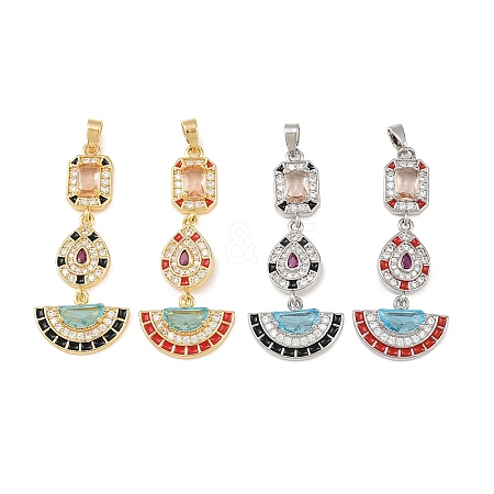 Brass Micro Pave Cubic Zirconia Pendants KK-K412-03-1