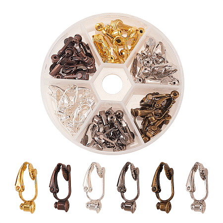 48Pcs 6 Colors Brass Clip-on Earring Converters Findings KK-CJ0001-61-1