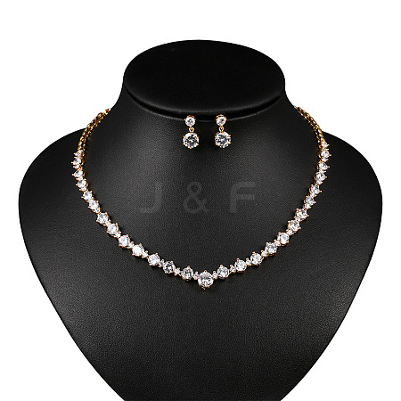 Brass Cubic Zirconia Jewelry Sets FS-WG75FBD-02-1