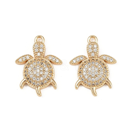 Brass Micro Pave Clear Cubic Zirconia Pendants KK-G535-02C-G-1