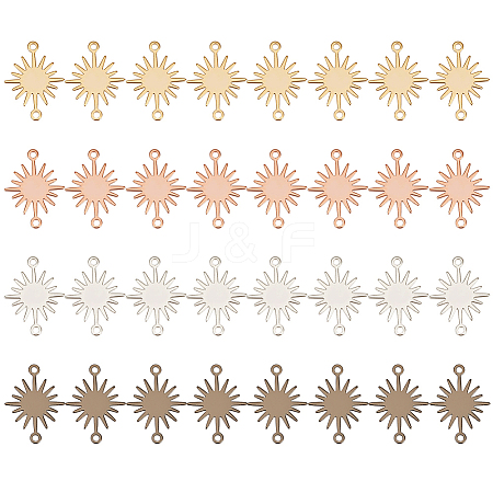 32Pcs 4 Colors Brass Connector Charms KK-BC0014-16-1