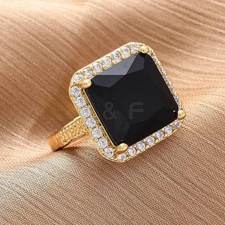 Brass Micro Pave Clear Cubic Zirconia Cuff Rings for Women RJEW-A062-04G-1