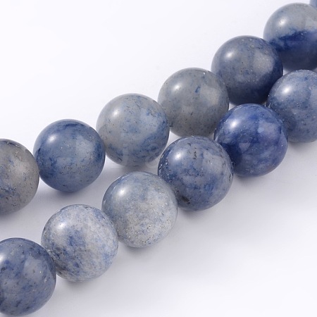 Dyed & Heated Natural Blue Aventurine Round Bead Strands X-G-M248-8mm-01-1