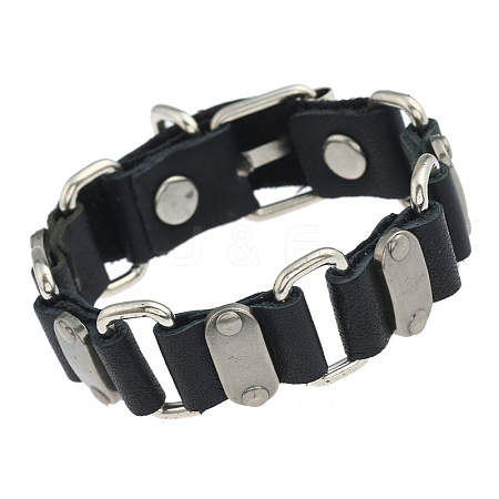 Industrial Cowhide & Alloy & Iron Cord Bracelets FS-WGF1BAF-01-1