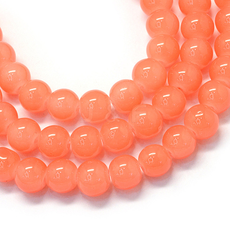 Baking Paint Imitation Jade Glass Round Bead Strands X-DGLA-Q021-4mm-31-1
