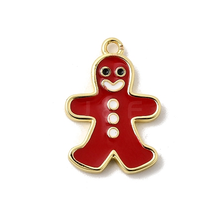 Christmas Brass Enamel Pendants KK-L258-05G-B02-1