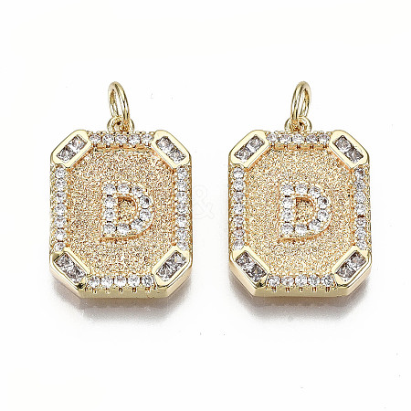 Brass Micro Pave Clear Cubic Zirconia Pendants KK-S356-234D-G-NF-1