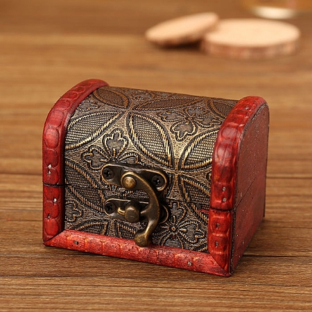 Retro Engraved Wood Jewelry Storage Treasure Boxs with Clasps PW-WG63114-04-1