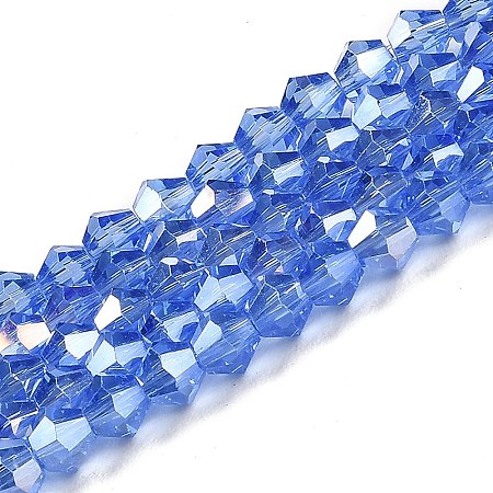 Transparent Electroplate Glass Beads Strands EGLA-A039-T6mm-B07-1