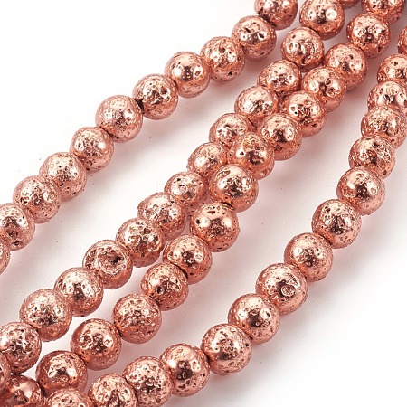 Electroplated Natural Lava Rock Bead Strands G-E511-01E-10mm-1