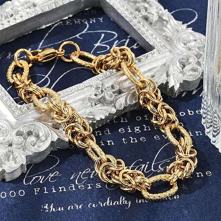 304 Stainless Steel Oval Link Chain Bracelets for Women BJEW-F488-43G-1