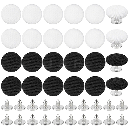 24Pcs 2 Colors Pure Cotton Covered Iron Buttons BUTT-BC0001-20-1