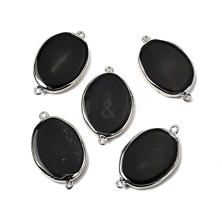 Natural Agate(Dyed & Heated) Oval Links Connector Charms G-P614-06P-03-1