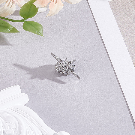 1Pc Star Alloy Rhinestone Lapel Pins JEWB-LP0004-17-1