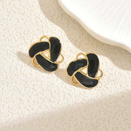 Stainless Steel Enamel Woven Stud Earrings LS-DE9374-4-1