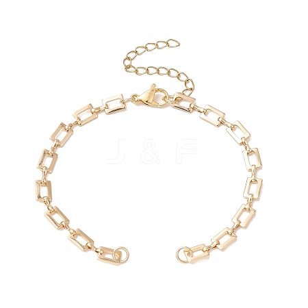 Brass Rectangle Link Chains Bracelet Making AJEW-JB01302-01-1