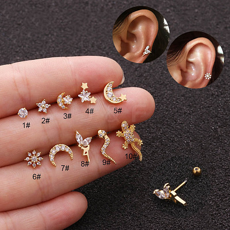 Brass Micro Pave Clear Cubic Zirconia Cartilage Earrings for Women WG50079-08-1