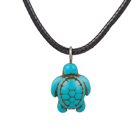 Sea Turtle Synthetic Howlite Pendant Necklaces NJEW-JN05085-1