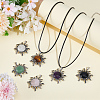6Pcs 6 Styles Zinc Alloy Pave Gemstone Pendants G-GA0001-81-4