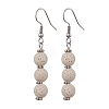 Dyed Nature Lava Rock Round Beaded Dangle Earrings for Women EJEW-JE05636-04-1