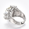 Adjustable Alloy Glass Finger Rings RJEW-T006-03E-3