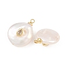 Brass Micro Pave Cubic Zirconia with Natural Pearl Pendants KK-Z146-07B-01-2