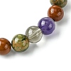 Synthetic Smoky Quartz & Natural Unakite & Amethyst & Red Jasper Round Beaded Stretch Bracelets BJEW-JB10910-07-4