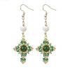 Natural Mixed Stone & Glass Seed Beads Dangle Earrings for Women EJEW-MZ00213-05-1