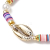 Flat Round Polymer Clay Braided Bead Bracelets BJEW-JB11500-3