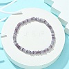 Natural Lepidolite/Purple Mica Stone Flat Round Beaded Stretch Bracelets for Women BJEW-JB09717-03-2