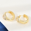 Brass Clear Cubic Zirconia Hoop Earrings EJEW-Q016-03G-3