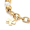 201 Stainless Steel Clover Charm Bracelet BJEW-A126-08G-2