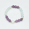 Heart & Round Natural Crazy Agate Bead Stretch Bracelets MK5607-6-1