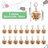 16Pcs 2 Style Flower with Word Wood M1R/M1L Pendant Locking Stitch Markers HJEW-AB00646-2