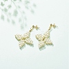 Glass Pearl Braided Star Stud Earrings EJEW-JE04982-02-2