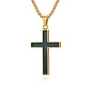 304 Stainless Steel Religion Cross Pendant Box Chain Necklaces for Men WGC31A9-02-1