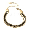 304 Stainless Steel & Rhinestone Rope Chain Double Layers Bracelets for Women BJEW-F540-09G-4