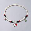 Glass Pearl Beads Pendant Necklaces and Charm Bracelets Jewelry Sets SJEW-JS00959-2