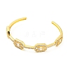 Rack Plating Brass Cubic Zirconia Rectangle Beaded Open Cuff Bangle EJEW-K245-53G-2
