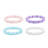 Natural Gemstone & Synthetic Crackle Quartz Round Beaded Stretch Bracelet for Women BJEW-JB08528-1