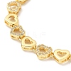 Clear Cubic Zirconia Heart Link Chain Bracelet BJEW-A132-11G-2